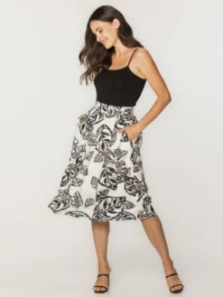Willsoor Spódnica 67821 Czarny Flared Fit