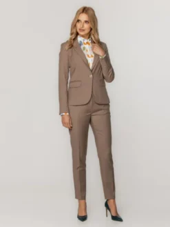Willsoor Spodnie damskie 67633 Beżowy Tapered Leg