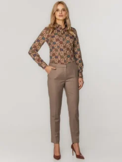 Willsoor Spodnie damskie 67633 Beżowy Tapered Leg