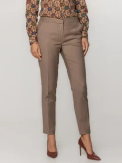 Willsoor Spodnie damskie 67633 Beżowy Tapered Leg