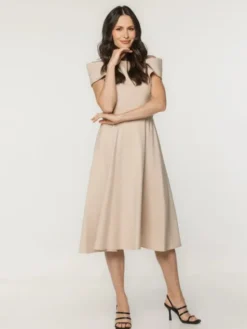 Willsoor Sukienka koktajlowa 67957 Beżowy A-Line Fit