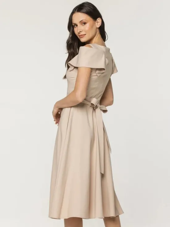 Willsoor Sukienka koktajlowa 67957 Beżowy A-Line Fit