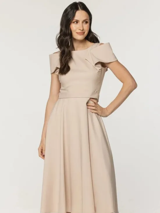Willsoor Sukienka koktajlowa 67957 Beżowy A-Line Fit