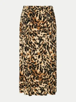 YAS Spódnica midi Savanna 26028279 Brązowy Regular Fit