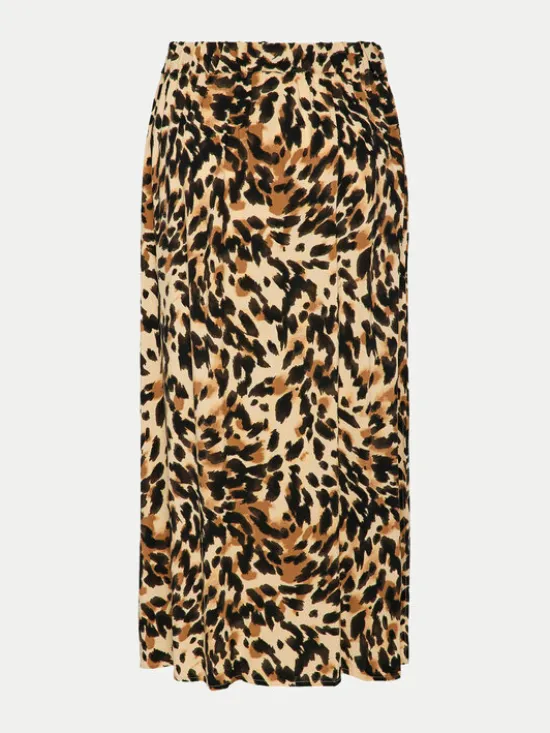 YAS Spódnica midi Savanna 26028279 Brązowy Regular Fit