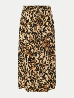 YAS Spódnica midi Savanna 26028279 Brązowy Regular Fit