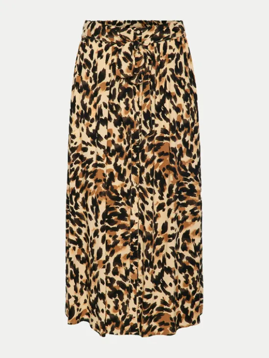 YAS Spódnica midi Savanna 26028279 Brązowy Regular Fit