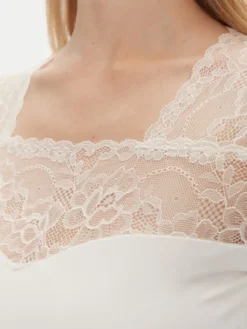 Ysabel Mora Koszulka piżamowa 19049 Écru Slim Fit